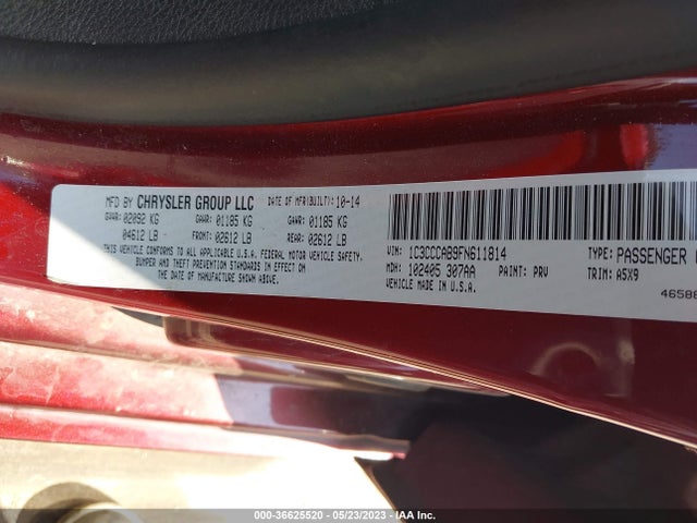 1C3CCCAB9FN611814 Chrysler 200 Limited