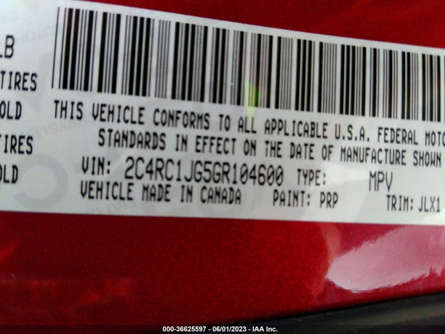 2C4RC1JG5GR104600 Chrysler Town & Country Limited