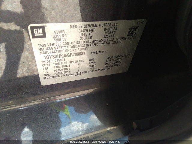 1GYS3HKJ5GR208881 Cadillac Escalade Esv Luxury Collection
