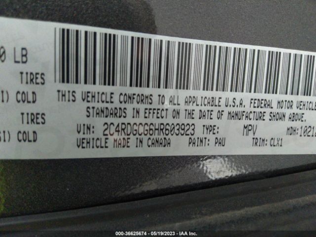 2C4RDGCG6HR603923 Dodge Grand Caravan Sxt