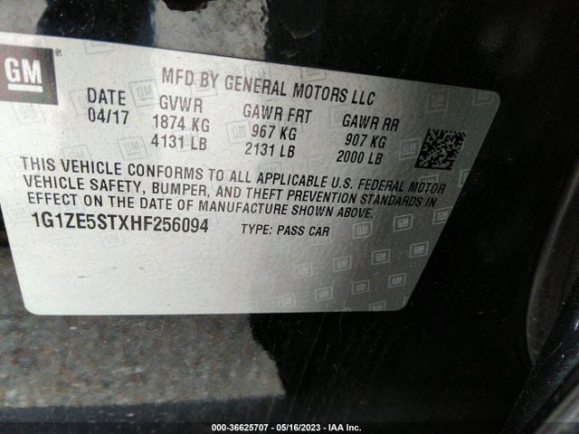 Chevrolet MALIBU LT 2017 1G1ZE5STXHF256094 Image 9