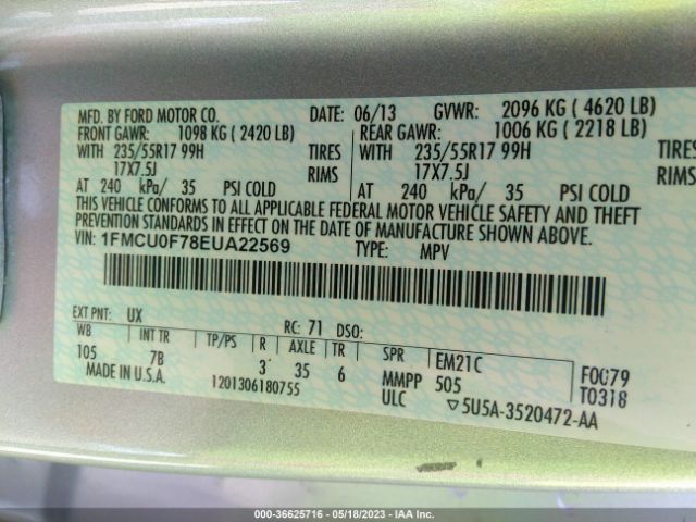 1FMCU0F78EUA22569 Ford ESCAPE S