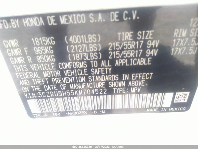 Honda HR-V EX 2019 3CZRU5H55KM704522 Image 9