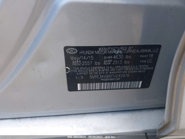 5NPE34AB6FH240976 Hyundai Sonata Sport 2.0t