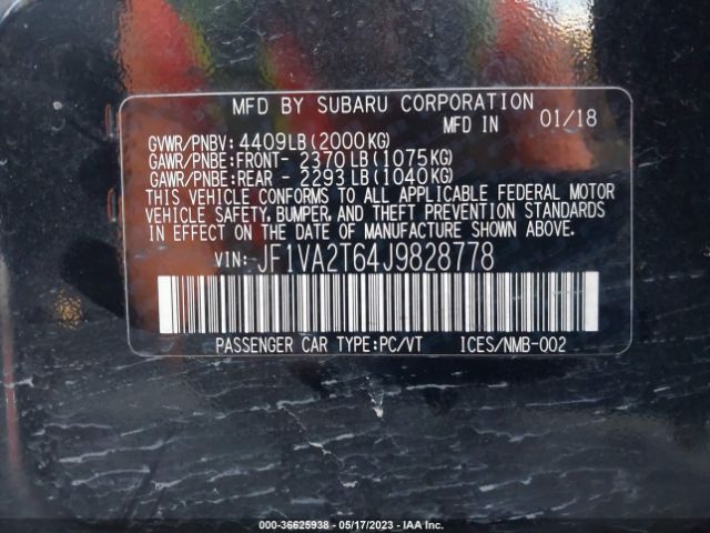 JF1VA2T64J9828778 Subaru Wrx Sti Limited