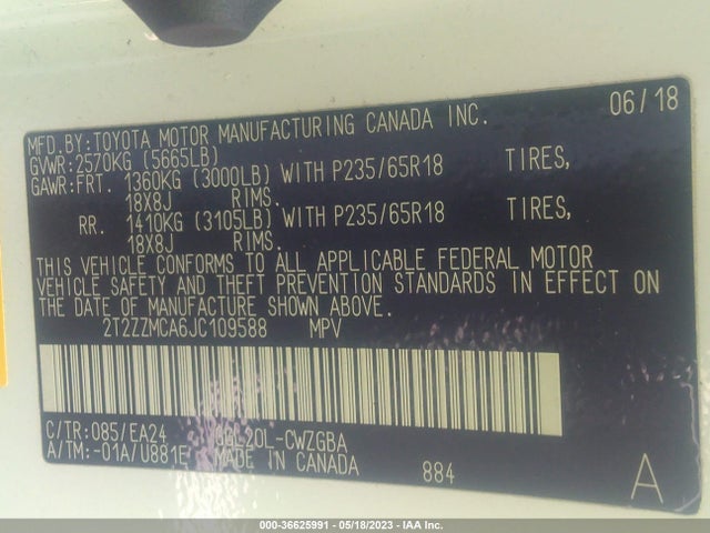 2T2ZZMCA6JC109588 Lexus Rx Rx 350