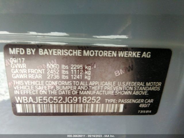 WBAJE5C52JG918252 BMW 5 Series 540i