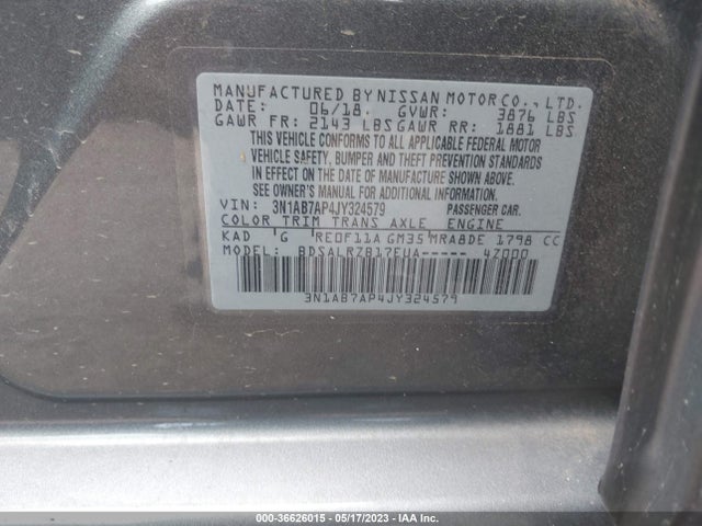 2018 NISSAN SENTRA SR VIN: 3N1AB7AP4JY324579