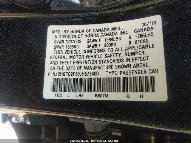 Honda Civic Sedan Lx 2018 2HGFC2F59JH573400 Image 9