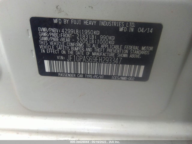 JF1GPAS69EH293347 Subaru Impreza Wagon 2.0i Sport Limited