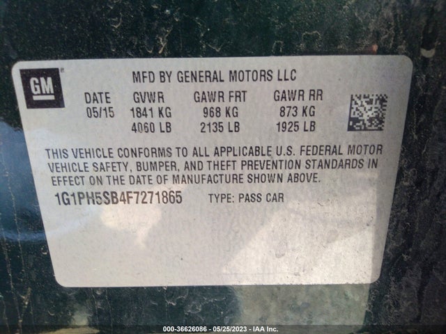 Chevrolet CRUZE ECO 2015 1G1PH5SB4F7271865 Image 10