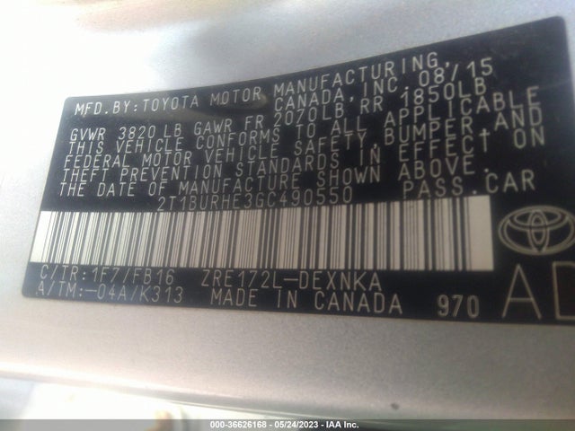 Toyota Corolla L/le/s/s Plus/le Plus 2016 2T1BURHE3GC490550 Image 10