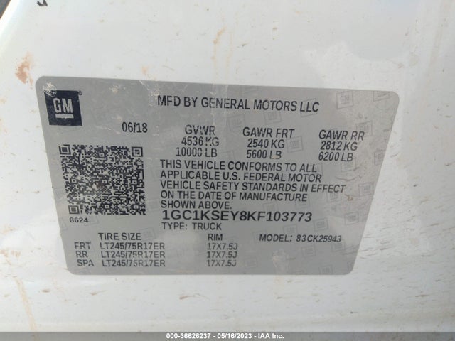 2019 CHEVROLET SILVERADO 2500HD LT VIN: 1GC1KSEY8KF103773