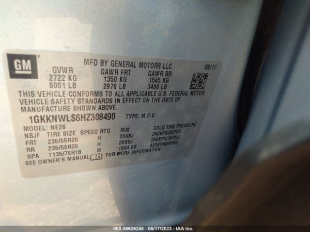 1GKKNWLS6HZ308490 GMC ACADIA SLT