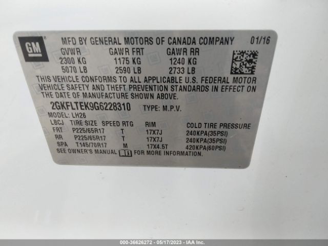 2GKFLTEK9G6228310 GMC Terrain Sle