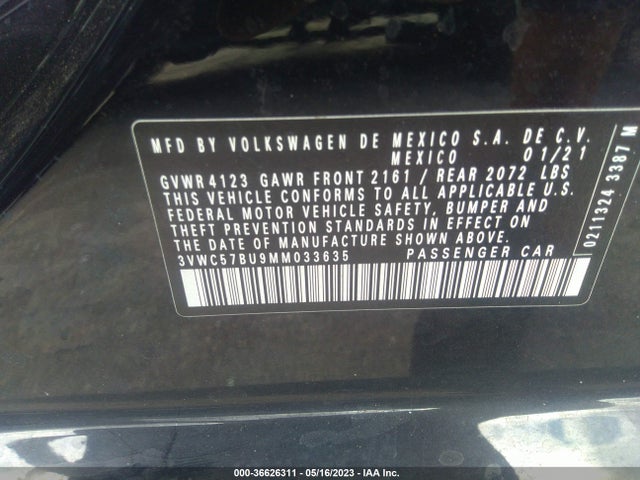 3VWC57BU9MM033635 Volkswagen Jetta S/se/r-line