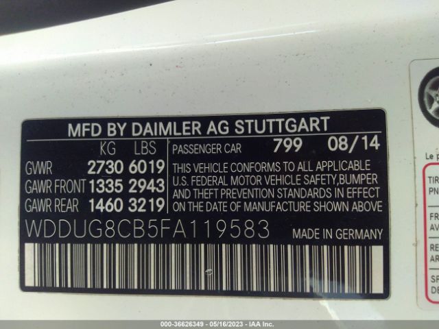 WDDUG8CB5FA119583 Mercedes-Benz S-class S 550