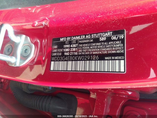 WDD3G4EB0KW029126 Mercedes-Benz A-class A 220