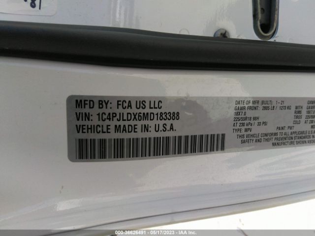 1C4PJLDX6MD183388 Jeep Cherokee Limited