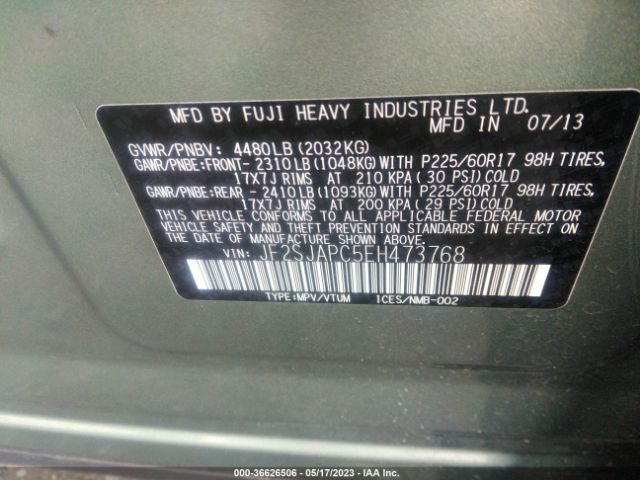 JF2SJAPC5EH473768 Subaru Forester 2.5i Touring