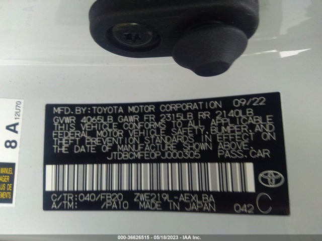 Toyota Corolla Hybrid 2023 JTDBCMFE0PJ000305 Image 10