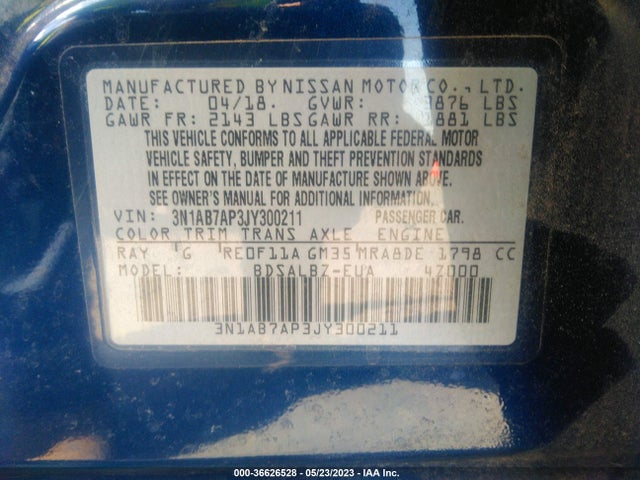 Nissan SENTRA S 2018 3N1AB7AP3JY300211 Image 11