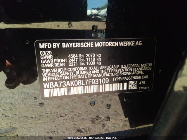 2020 BMW 2 Series, VIN: WBA73AK08L7F93109