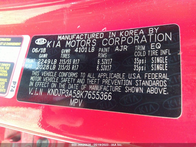 KIA SOUL + 2019 KNDJP3A58K7655366 Image 9