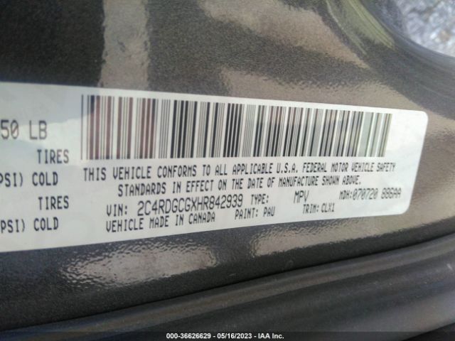 2C4RDGCGXHR842939 Dodge Grand Caravan Sxt