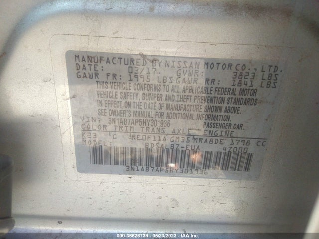 Nissan SENTRA S 2017 3N1AB7AP5HY301936 Image 9
