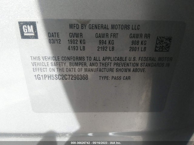 2012 CHEVROLET CRUZE LTZ VIN: 1G1PH5SC2C7290368