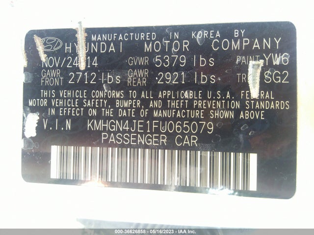 Hyundai Genesis 3.8l 2015 KMHGN4JE1FU065079 Image 10