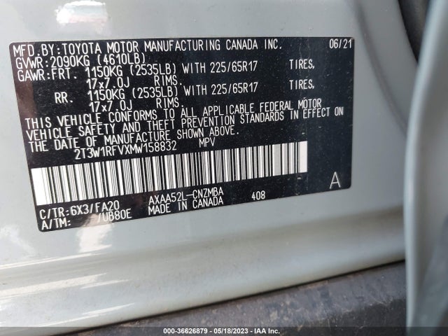 Toyota Rav4 Xle 2021 2T3W1RFVXMW158832 Image 9