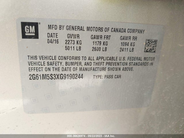 2G61M5S3XG9190244 Cadillac Xts Luxury Collection