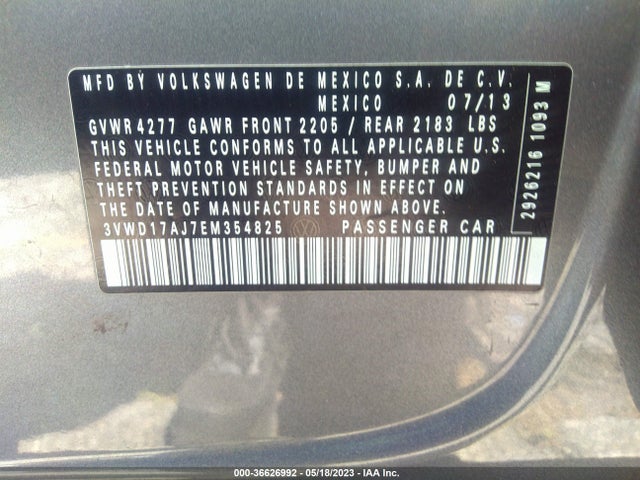3VWD17AJ7EM354825 Volkswagen Jetta Sedan Se