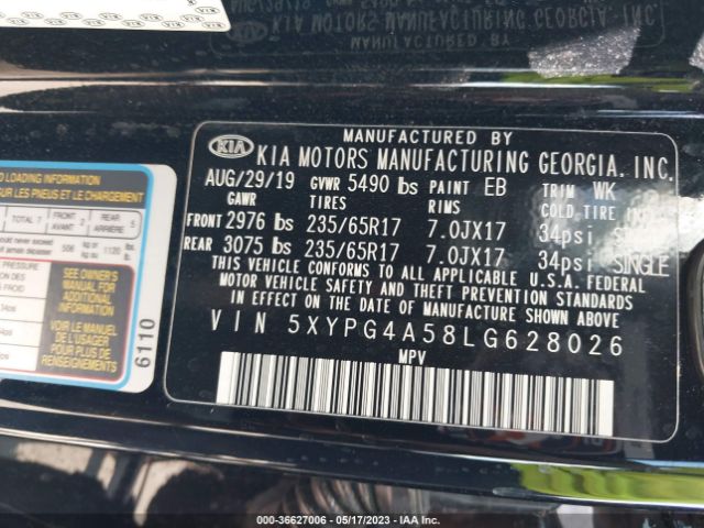 5XYPG4A58LG628026 KIA Sorento Lx V6