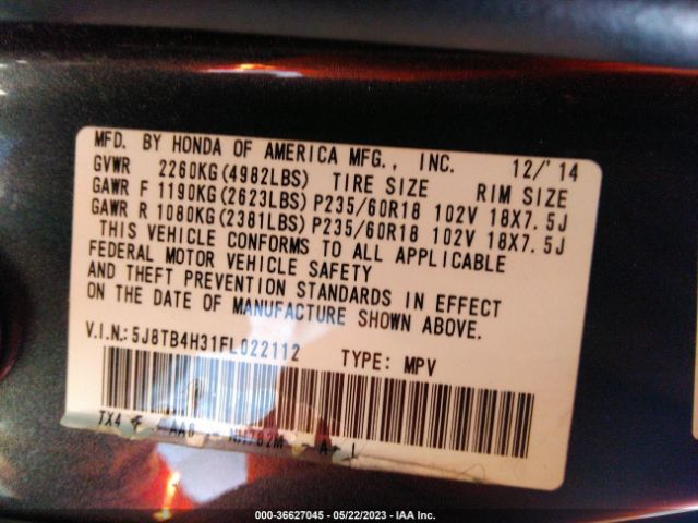 5J8TB4H31FL022112 Acura RDX