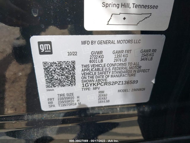 1GYKPCRS2PZ136589 Cadillac Xt6 Fwd Premium Luxury