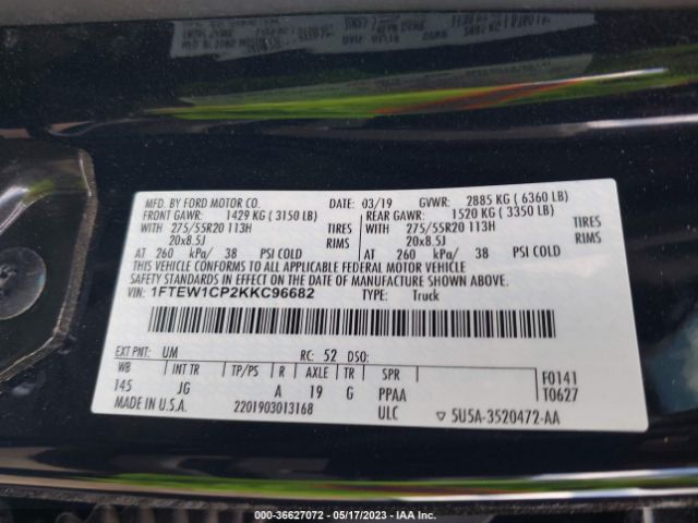 1FTEW1CP2KKC96682 Ford F-150 Xl/xlt/lariat