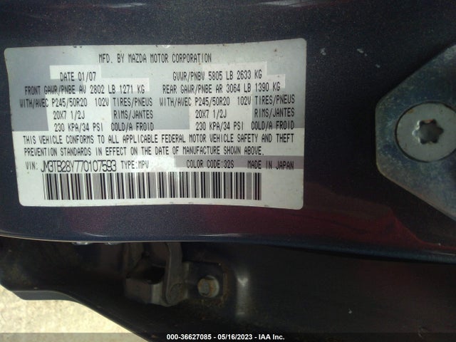 2007 MAZDA CX-9 GRAND TOURING VIN: JM3TB28Y770107593