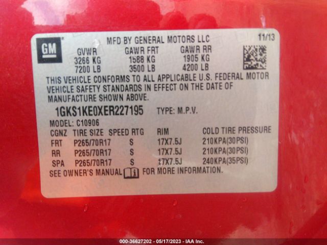 1GKS1KE0XER227195 GMC Yukon Xl 1500 Slt