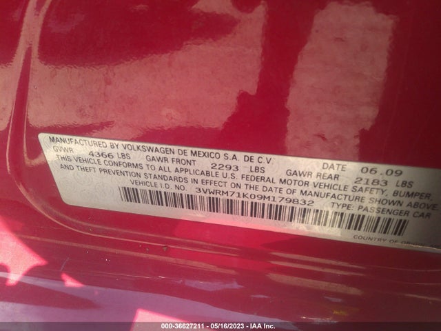 2009 VOLKSWAGEN JETTA SEDAN SE VIN: 3VWRM71K09M179832