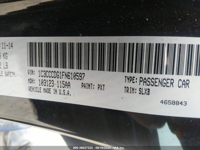 1C3CCCDG1FN610597 Chrysler 200 S
