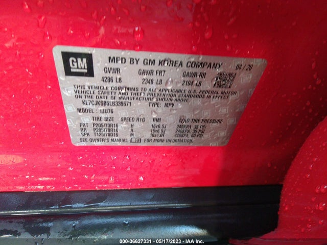 Chevrolet TRAX LS 2020 KL7CJKSB5LB339671 Image 9