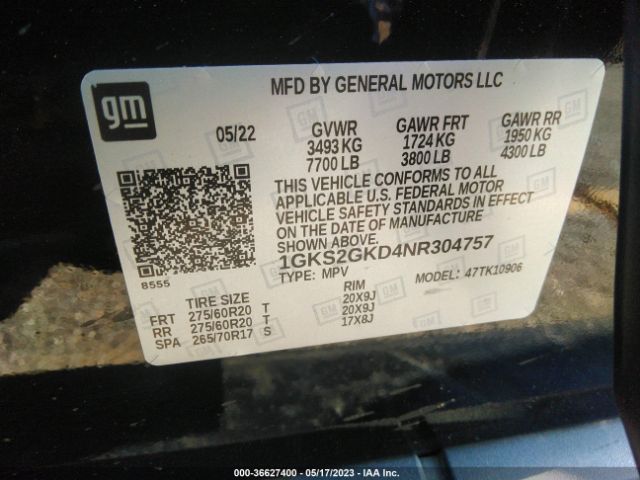 1GKS2GKD4NR304757 GMC Yukon Xl Slt