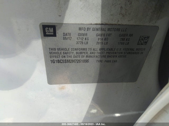 Chevrolet CRUZE LS 2017 1G1BC5SM2H7261896 Image 9