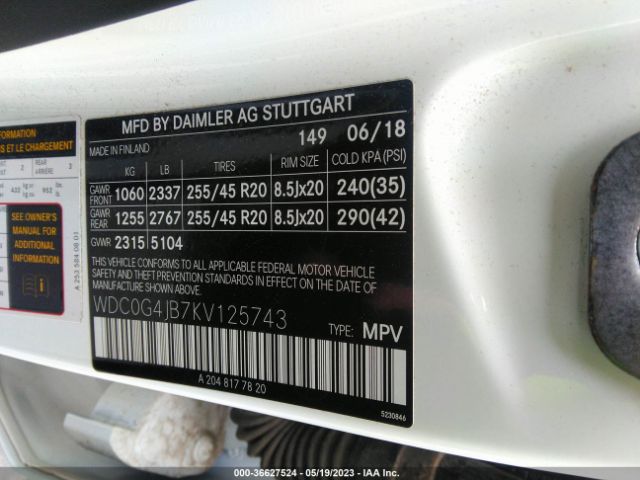WDC0G4JB7KV125743 Mercedes-Benz Glc Glc 300