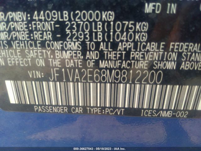 JF1VA2E68M9812200 Subaru Wrx Sti