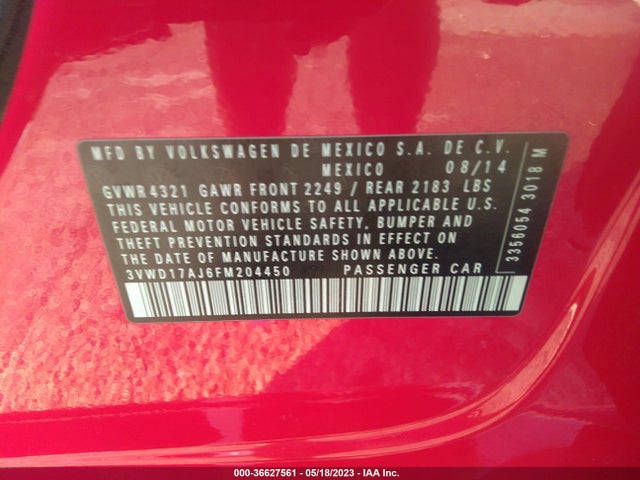 3VWD17AJ6FM204450 Volkswagen Jetta Sedan 1.8t Se