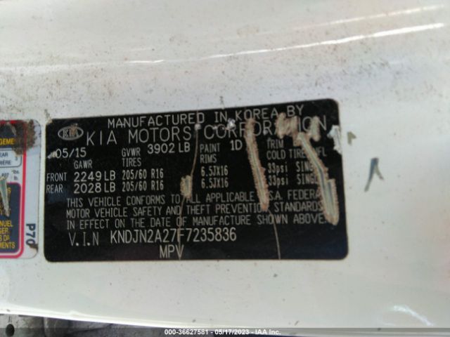 KNDJN2A27F7235836 KIA Soul Base